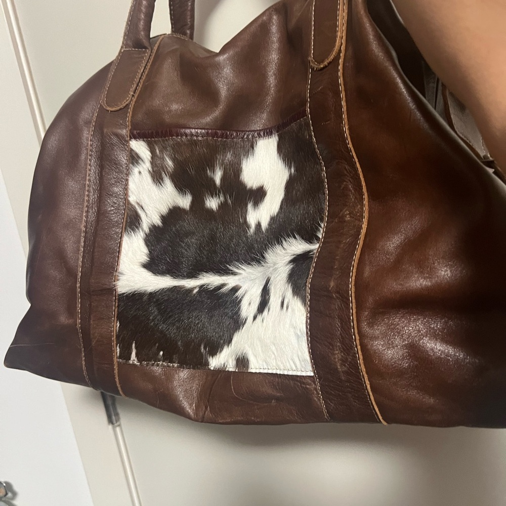Large Brown Leather Cowhide Women's Bag